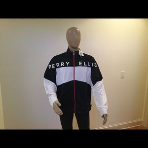 Perry Ellis- Logo Print Colorblock Jacket